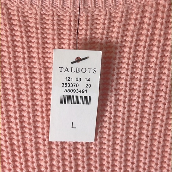 NWT Talbots 100% Cotton Shaker Stitch Ombre Dip Dye Pink & White Sweater Sz L - Picture 5 of 9